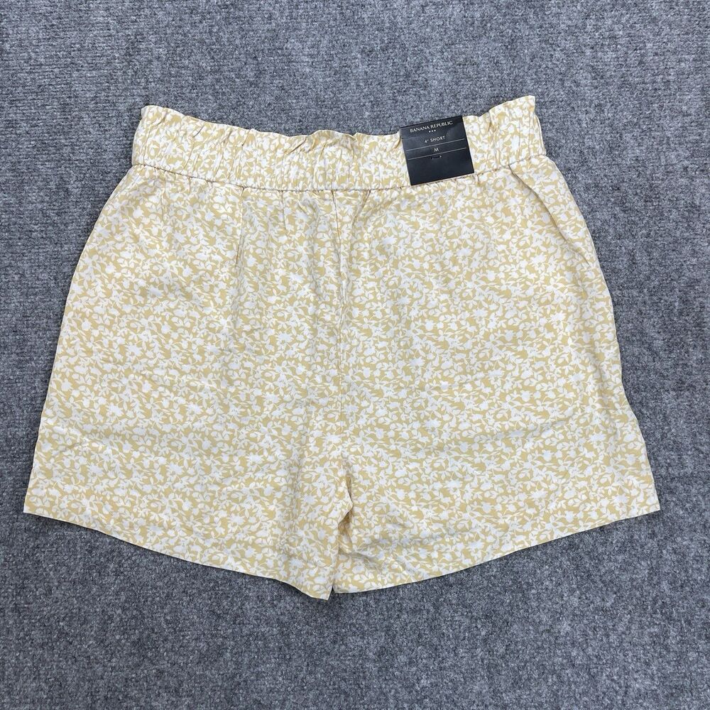 Banana Republic Shorts Size Medium Yellow Floral High Rise 4" Inseam NEW W Tags - Picture 3 of 10